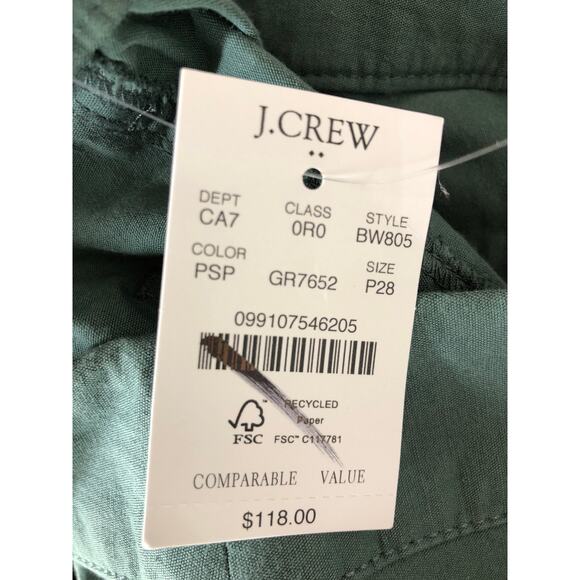 J. Crew Lizzie Pants High Rise Patch Pocket Wide Leg  Pale Spinach NWT 28P - Picture 7 of 9